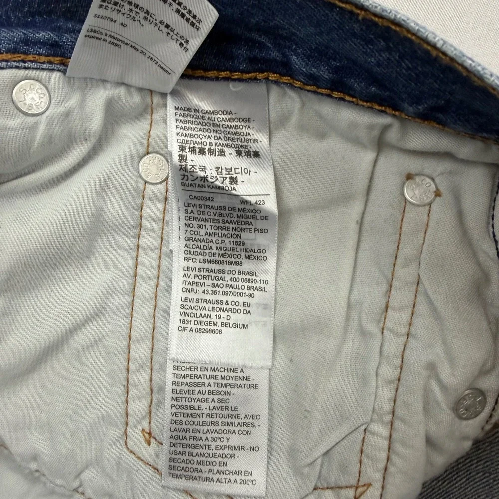 Levi's 501 Original Cut Off Shorts Women Size 33 Blue Distressed Denim High Rise